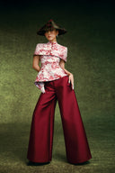 Dan Ky Vietnam Scenic Print Halter Peplum Taffeta Top for women, from KEIRA TONG, The Viet Concept