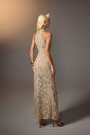 Tassel Embroidered Halter Mesh Maxi Dress for women, from KEIRA TONG, The Viet Concept 