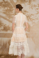 ROSEE de MATIN • Sleeveless White Midi Lace Dress