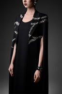 GVLUX • Aurelia Wave Embellished Velvet Satin A-Line Gown