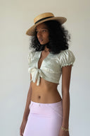 Marta Silk Breeze Cropped Tie-Front Top for women, from HUELLEY HUELLEY, The Viet Concept