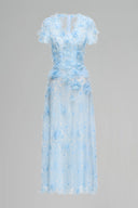 Risae Blue Lace Tulle Elegant Evening Gown for women, from JOSEPHINE, The Viet Concept
