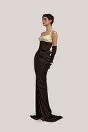 Nyx Sheath Halter Neck Silk Floor Length Dress for women, from POM, The Viet Concept 