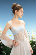 Meredith Hand-Embellished Mesh Cape Evening Gown for women, from LINH PHUNG, The Viet Concept