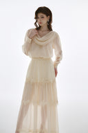 LUCILLA • Maris Lace Trim Chiffon Maxi Evening Dress