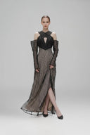 Desiderium Black Lace Off-Shoulder Cut-Out Maxi Dress for women, from SORAMAME, The Viet Concept