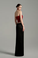 Celestine Noir Crystal-Embellished Low-Waist Silk Taffeta Column Skirt for women, from IHF STUDIO, The Viet Concept 