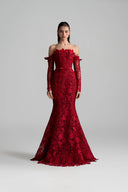 IHF STUDIO • Roselle Floral Garden Lace Off-Shoulder Mermaid Dress