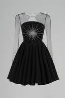 Regal Crystal Embellished Satin Mini Dress for women, from DANG PHONG DESIGNER, The Viet Concept