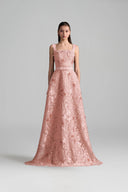 IHF STUDIO • Noir Floral Garden Lace A-Line Dress with Velvet Waist Belt