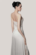 White Fleur Lace Long Dress Side Sklit for women, from DORO, The Viet Concept 