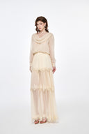 LUCILLA • Maris Lace Trim Chiffon Maxi Evening Dress