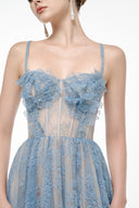 Calla Blue Embellished Lace Corset Evening Gown for women, from JOSEPHINE, The Viet Concept 