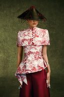 Vietnam Scenic Landmark Quilted Taffeta Mandarin Collar Cape for women, from KEIRA TONG, The Viet Concept