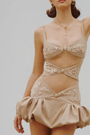 Mocha La Fata Mini Dress for women, from La Vierge, The Viet Concept
