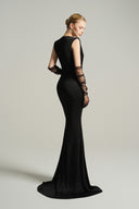 Noir Étoile Draped Shimmer Jersey Trumpet Gown for women, from IHF STUDIO, The Viet Concept 