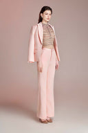 Genesis Blush Crepe Gown with Crystal Cape for women, from DO LONG, The Viet Concept 