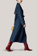 Ayla Straight Belt Strap Denim Calf Length Trench Coat for women, from HOBB, The Viet Concept 