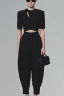 Black Diagonal Wrap Top for women, from Keira Tong, The Viet Concept 
