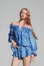 Blue Off Shoulder Chiffon Shirt for women, from Xita, The Viet Concept 