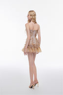 LUCILLA • Amelia Shimmering Chiffon Ruffle Mini Cocktail Dress