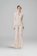 Pearly Crystal Embellished Floral Lace Wide-Leg Trousers for women, from VONTIER DE MONTIER, The Viet Concept
