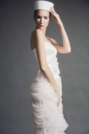 LINH PHUNG • Brilliant Champagne Floral Corset Tea-Length Ball Gown