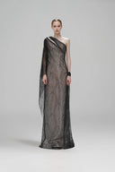 Redamacy Asymmetrical Lace Off-Shoulder Scarf Gown for women, from SORAMAME, The Viet Concept