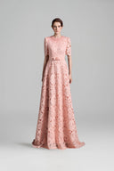 Lace A-Line Gown with Crystal Embellished Neckline and Bow Belt for women, from IHF STUDIO, The Viet Concept 