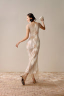 LECIA • Celestine Artisanal Embroidered Sheer Evening Gown
