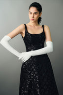 EEGEN STUDIO • Black Embellished Lace Column Dress