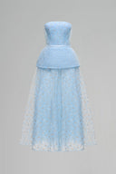 Kylie Blue Lace Tulle Elegant Evening Gown for women, from JOSEPHINE, The Viet Concept