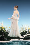 Meredith Hand-Embellished Mesh Cape Evening Gown for women, from LINH PHUNG, The Viet Concept