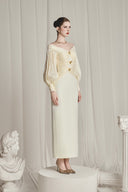 CALISTA • Ivory Nythera Draped Silk & Taffeta Evening Gown