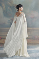 LINH PHUNG • Nicolette 3D Floral Cape Sleeve Chiffon Bridal Gown