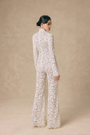 Pearly Crystal Embellished Floral Lace Top for women, from VONTIER DE MONTIER, The Viet Concept