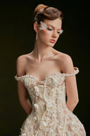 VONTIER DE MONTIER • Bellflower 3D Raised Lace Off-Shoulder Corset Mini Dress