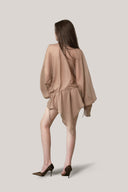 Mocha Coniglia Chiffon Mini Dress for women, from La Vierge, The Viet Concept 