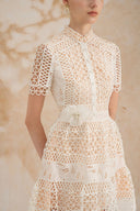 ROSEE de MATIN • Sleeveless White Midi Lace Dress