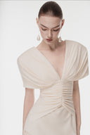 L'ALLÉE • Deep V Fringe-Trimmed Evening Dress