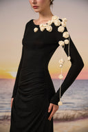 Luna Glitter Jersey Asymmetric Floral Evening Gown for women, from 21SIX, The Viet Concept
