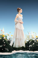 Meredith Hand-Embellished Mesh Cape Evening Gown for women, from LINH PHUNG, The Viet Concept