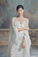 LINH PHUNG • Nicolette 3D Floral Cape Sleeve Chiffon Bridal Gown
