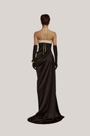 Nyx Sheath Halter Neck Silk Floor Length Dress for women, from POM, The Viet Concept 