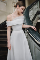 LARMES • Lazina White Draped Evening Gown
