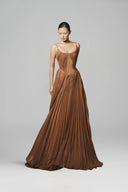 Soli Pleated Shimmer Mesh Gown for women, from BYDI, The Viet Concept