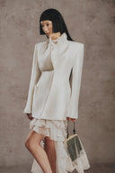 WHITE PLAN • Alma Luxe White Taffeta Statement Jacket