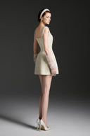 Lacquered Brocade Pearl-Embellished Strapless A-Line Mini Dress for women, from IHF STUDIO, The Viet Concept 
