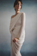 Dawn Asymmetric Pleated Maxi Dress for women, from HA THANH VIET, The Viet Concept 