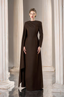 GVLUX • Noir Asymmetrical Cape Column Gown